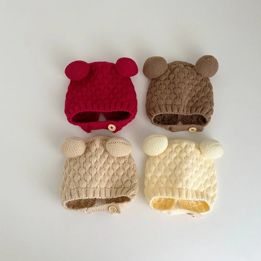 Warm Knitted Bear Windproof Beanie Hat for Kids