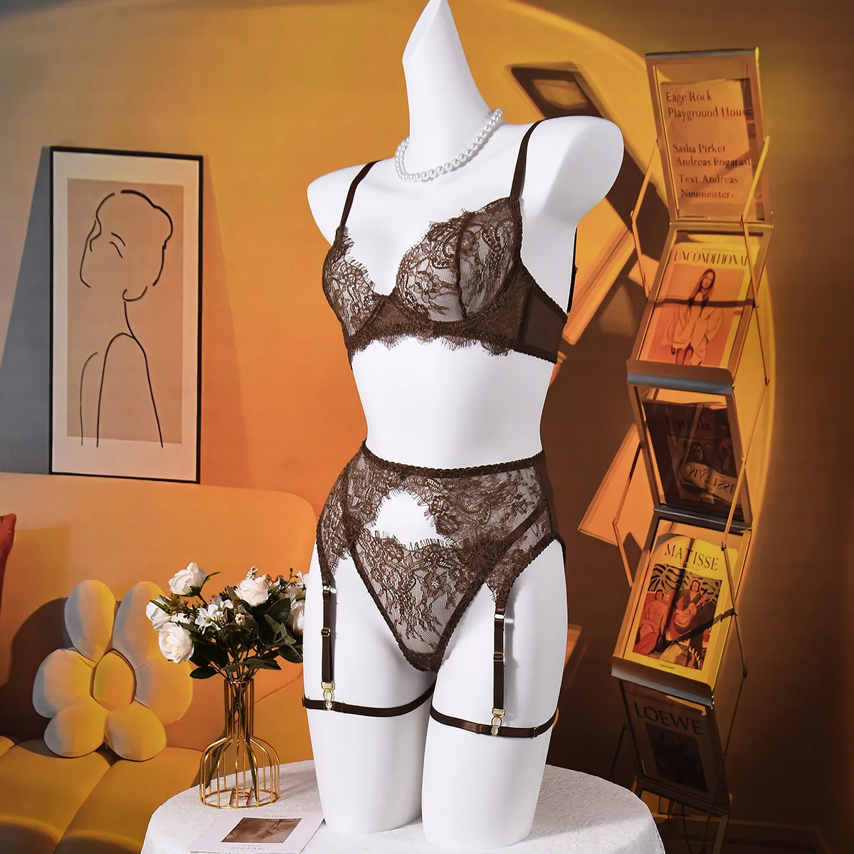 sheer lace texture close up