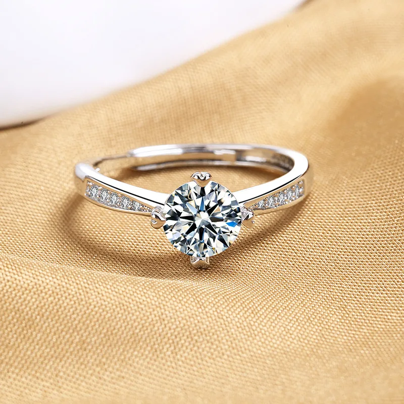 1 Carat D-color original 18K White Gold Moissanite diamond stone 100% 925 Sterling Silver for Women's Wedding Ring High Quality |