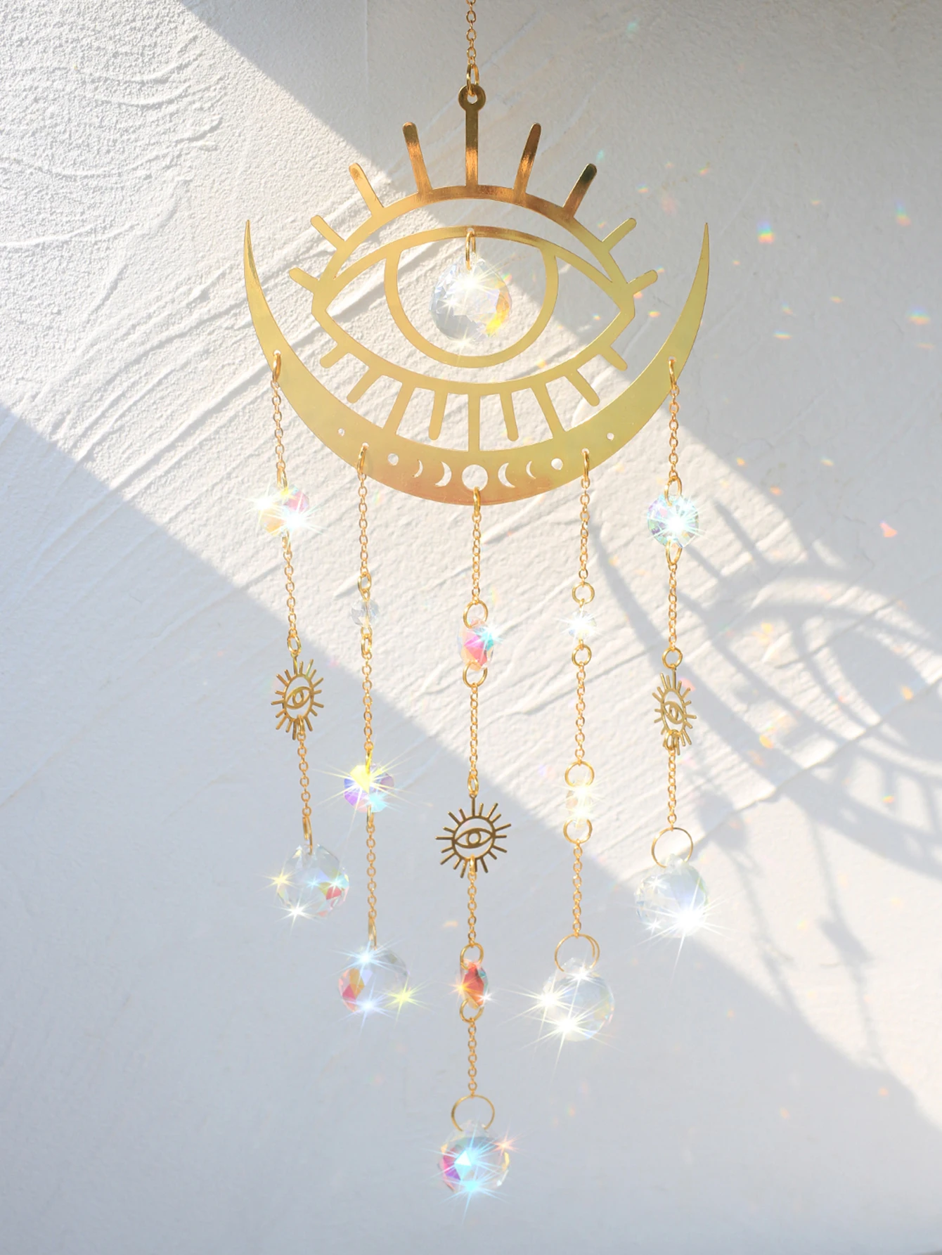 Evil Eye Crystal Sun Catcher Car Ornaments Garden Suncatchers Chakra Prisma Hanging Ornaments Window Wind Chimes Outdoor Decors