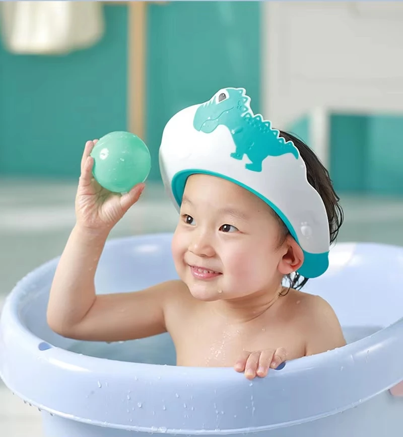 Kids Shampoo Cap Baby Bath Shower Cap Cartoon Bath Visor Infant Hair Shield Ear Protection Waterproof Baby
