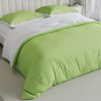 Comanlai 4 pièces ensemble de literie de couleur unie avec drap-housse taies d'oreiller ensemble de housse de couette Double, drap de linge de lit en Polyester 3
