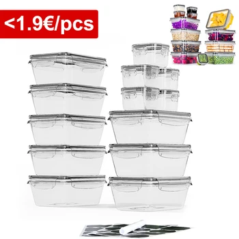 Contenitori per alimenti con coperchio, contenitori per congelatore, portapranzo, scatole per alimenti, 26 pezzi (13 contenitori, 13 coperchi), 8x0,84 L e 5x0,14 L 1