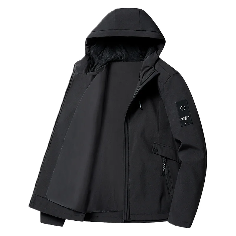 

2023 New Men Spring Autumn Outdoor Fashion Casual Windproof Keep Warm Breathable Jacket Coats Detachable Hat