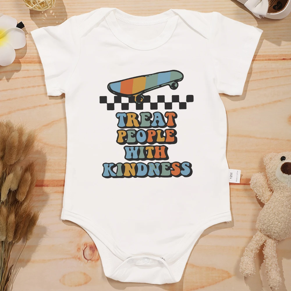 

Treat People With Kindness Baby Boys Bodysuit Skateboard Harajuku Streetwear Cotton Toddler Jumpsuit Cheap Clearance Sale