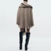 TRAF Women's Knitted Cardigan with Scarf Slim Casual Jacket Long Sleeve Patchwork Pocket Jacket Elegant Office Women's Sweater 6