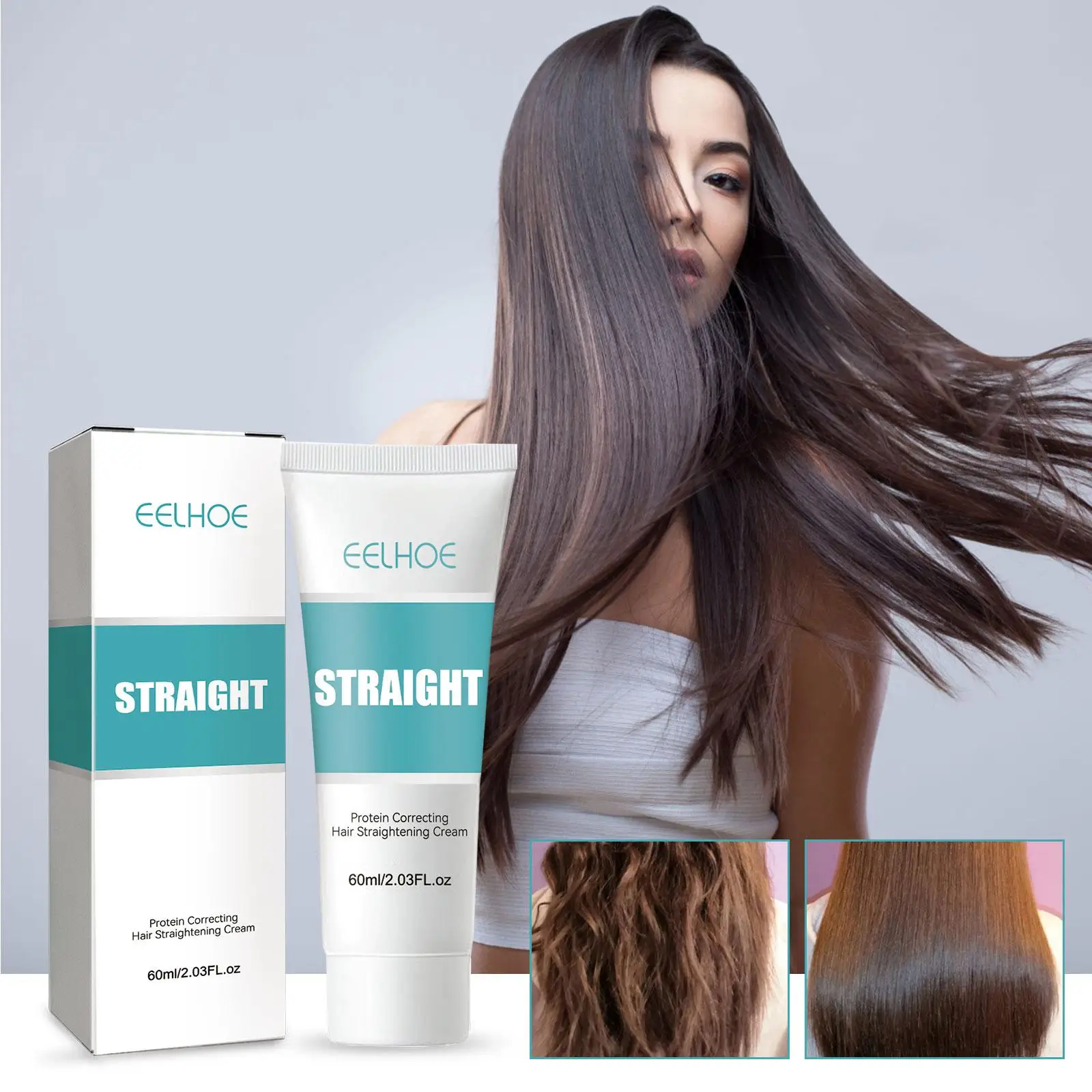 keratin hair cream 60ml Keratin Hair Straightening Cream Damaged Hair Treatment Smoothing Protein Correction Cream Faster Straightening