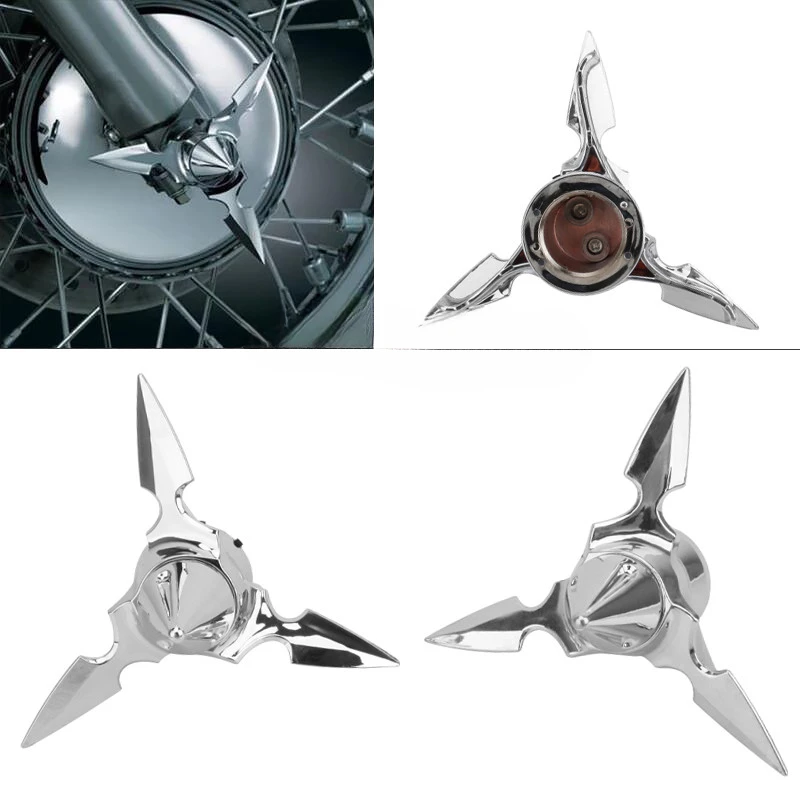 Moto Chrome Black Skull Spun Blade Axle Caps Cover Anteriore Axle Nut Covers Per Harley Sportster Dyna Softail V-Rod Custom