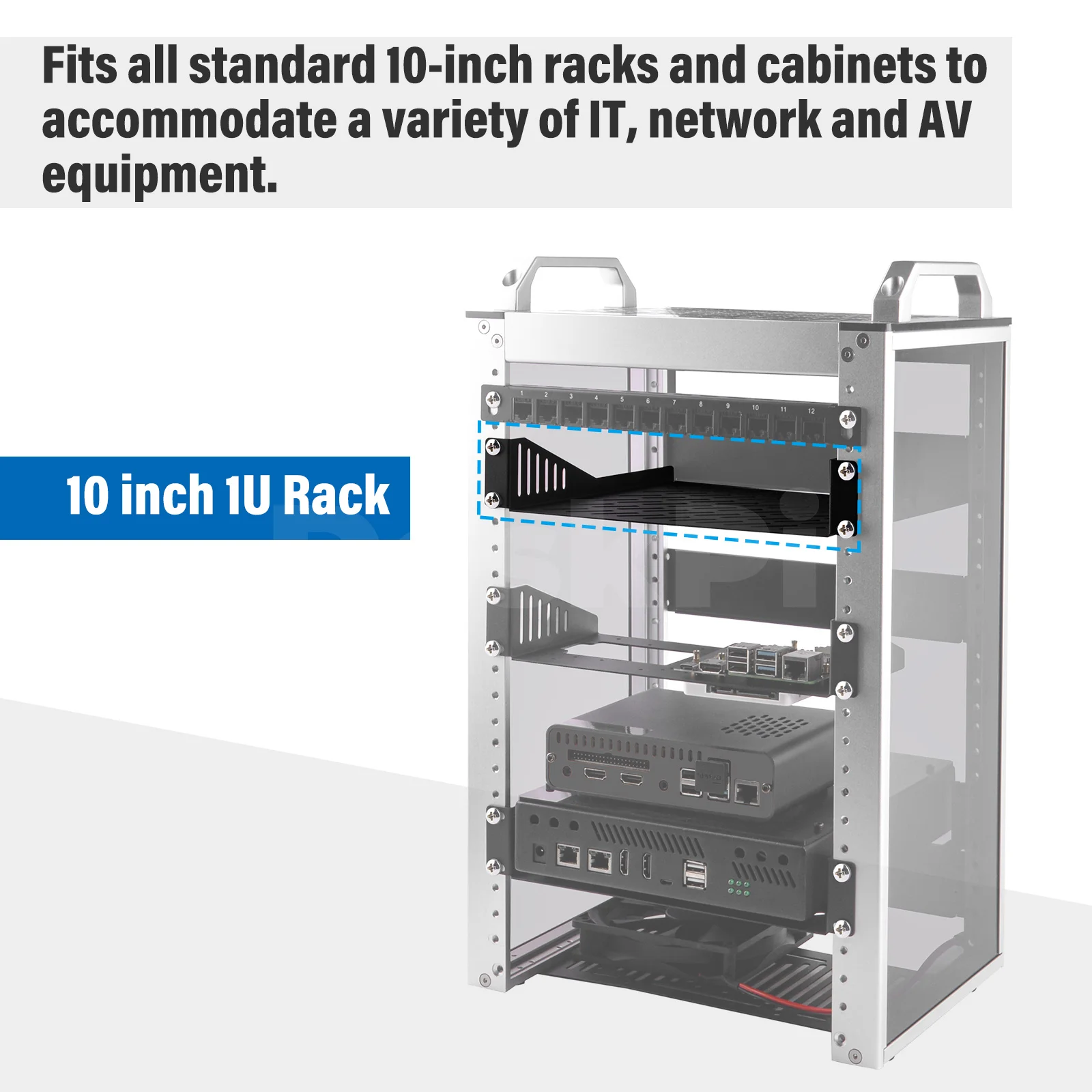 DeskPi RackMate Accessories Rack Shelf 10 inch 1U Rack for T0/T1 Server ...