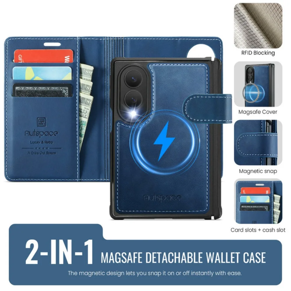 Premium Detachable Leather Wallet Flip Case with Magnetic Closure