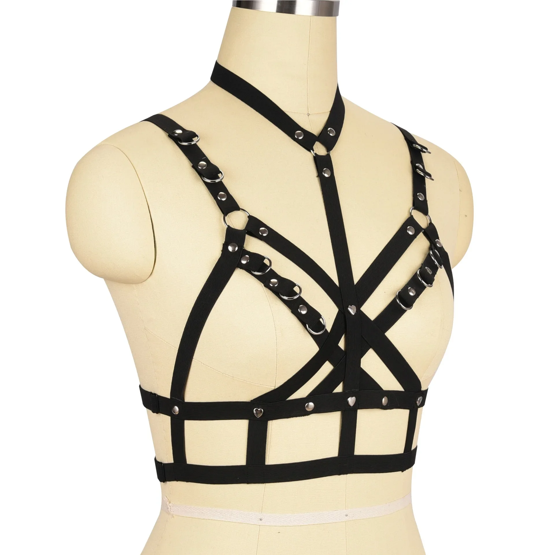 Bamboo like Clothing Elastic Bondage Gothic Style Neck to Waist Buckle Sexy Themed Underwear with Rivets O0387 Sexy Lingerie