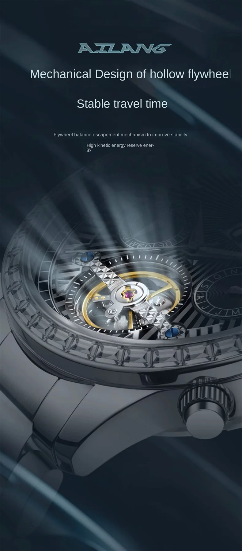 AILANG Orologio da polso di lusso Tourbillon luminoso impermeabile con data Orologio da uomo in acciaio inossidabile Orologi meccanici automatici da uomo Reloj_voghion.com