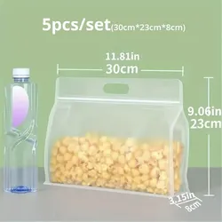 Set of 5 Reusable Leakproof Food Storage Bags (5pcs large size)