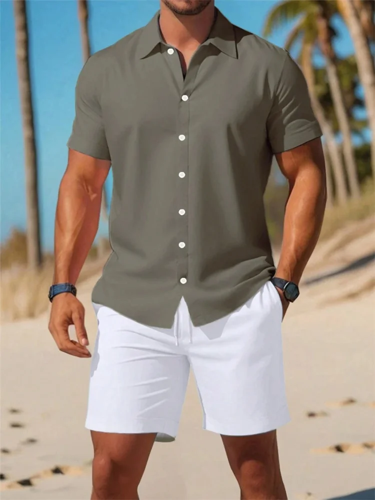 3D Plaid Print Men's Short-sleeved Shirt And Shorts Set Summer Daily Short-sleeved Shirt Outdoor Beach Men's Casual Shorts 6
