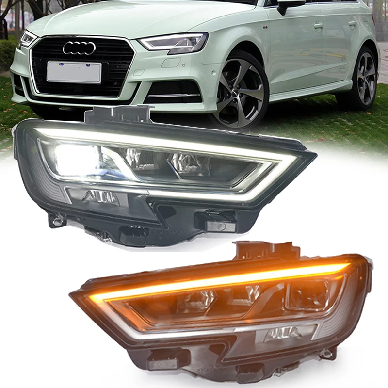 

Детали автомобильных фар для Audi A3 S3 2017 2018 2019 2020, головные фонари, лампы головного света, двойной проектор FACELIFT