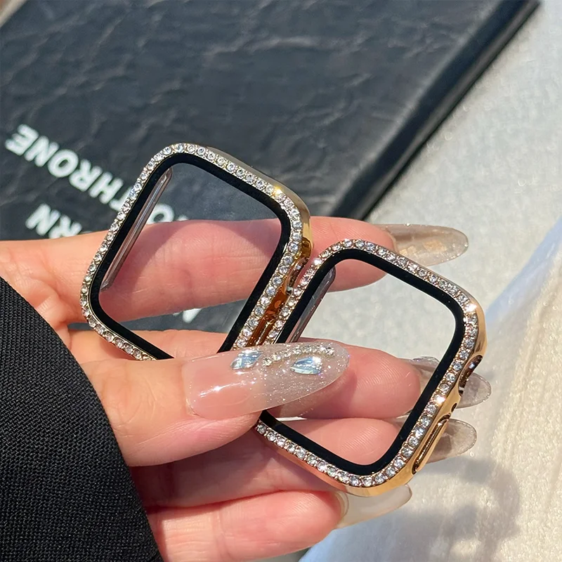 Luxury Crystal-Embellished Watch Case with Screen Protector