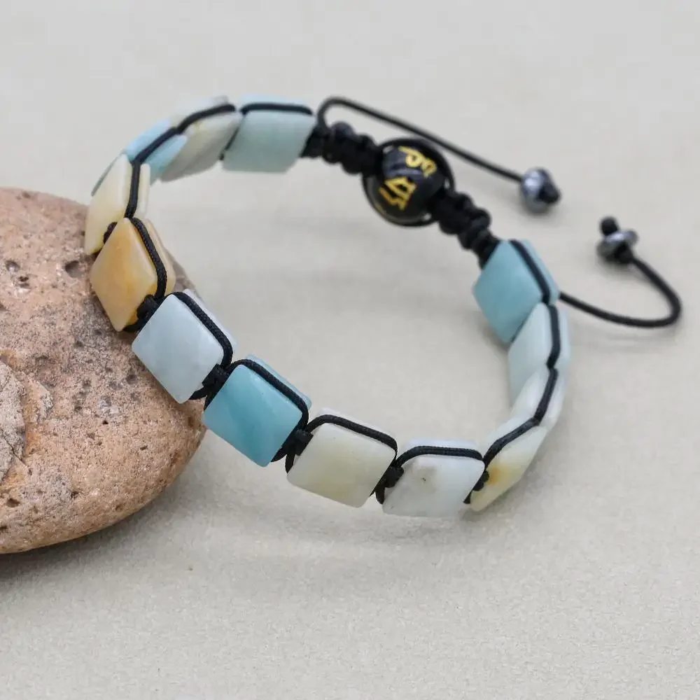 Natural ite Stone Buddha Mantra Beads Braided Bracelet Handmade Women Men Yoga Healing Lucky Mala Charm Bangle