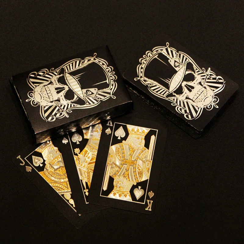 Playing Cards Black Rose/Skull (Gold/Silver) Waterproof Poker Suit Magic Dmagic Package Board Game Gift Collection