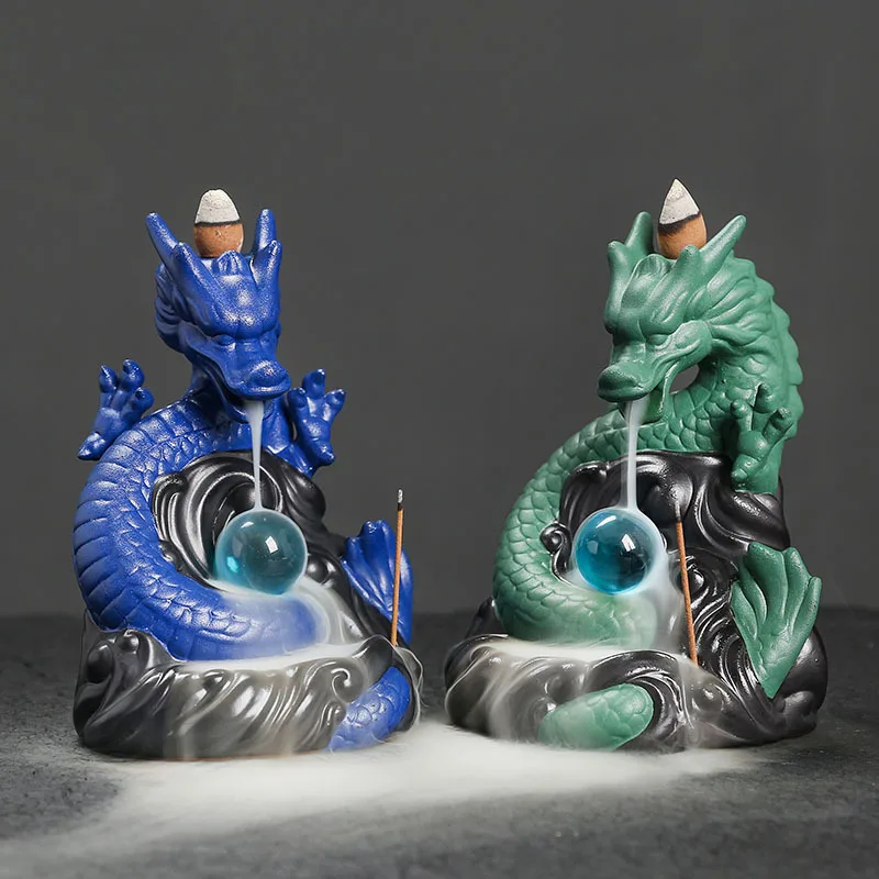 Dragon Porcelain Backflow Incense Burner - 12x9x9.5cm main image 1