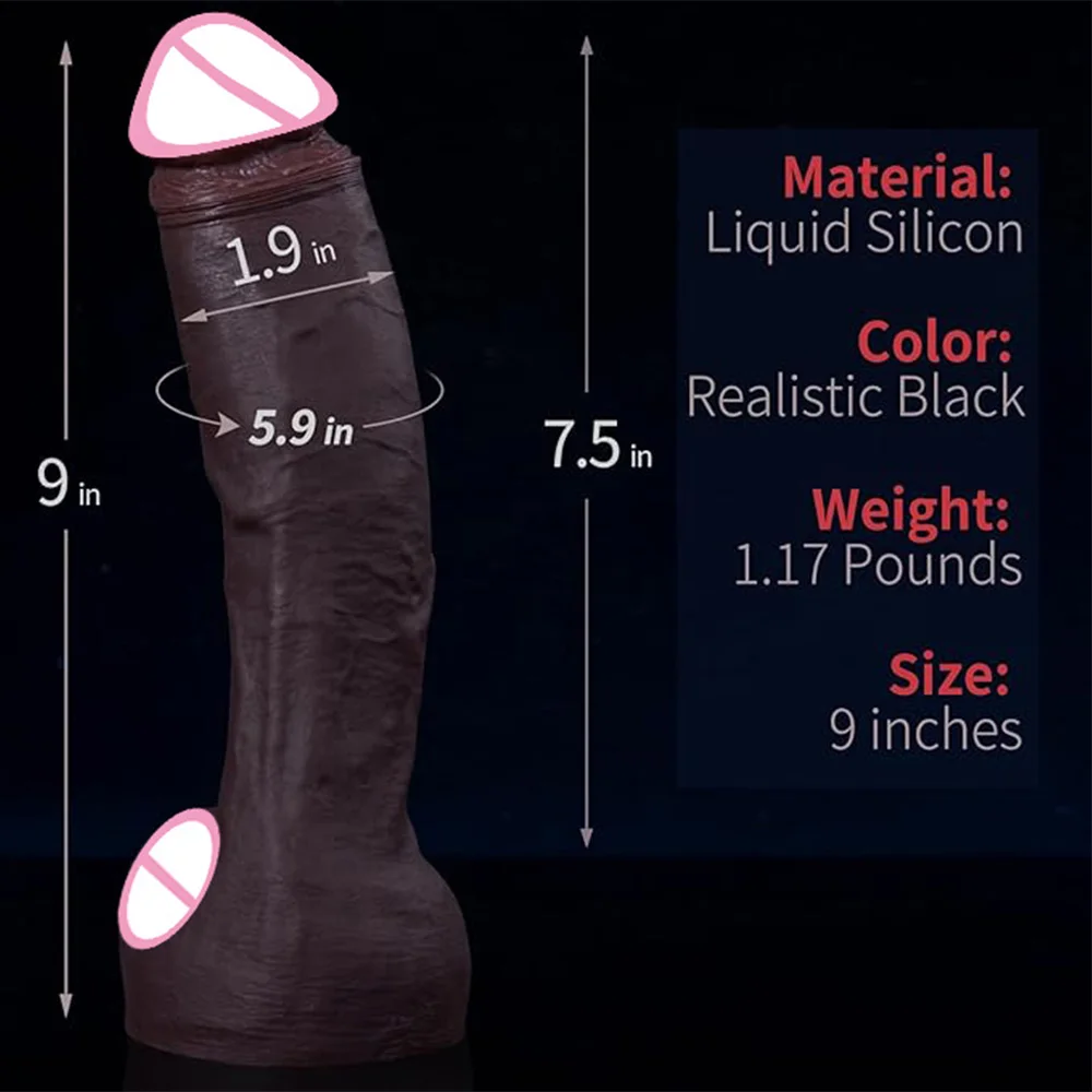 Sex Toys Black Realistic Dildo Penis Penetration Anal Plug HandsFree for Men and Women