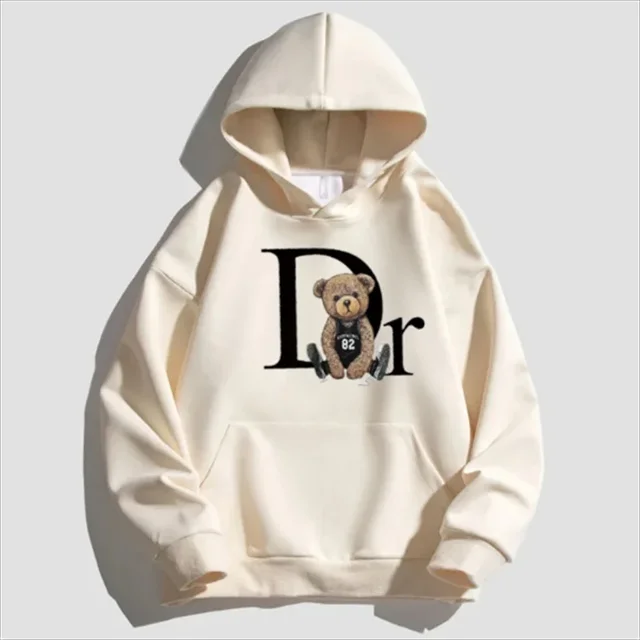 Men's hoodie, casual personality, teddy bear print hoodie, sports fitness fashion sweatshirt, casual pullover, street style 1