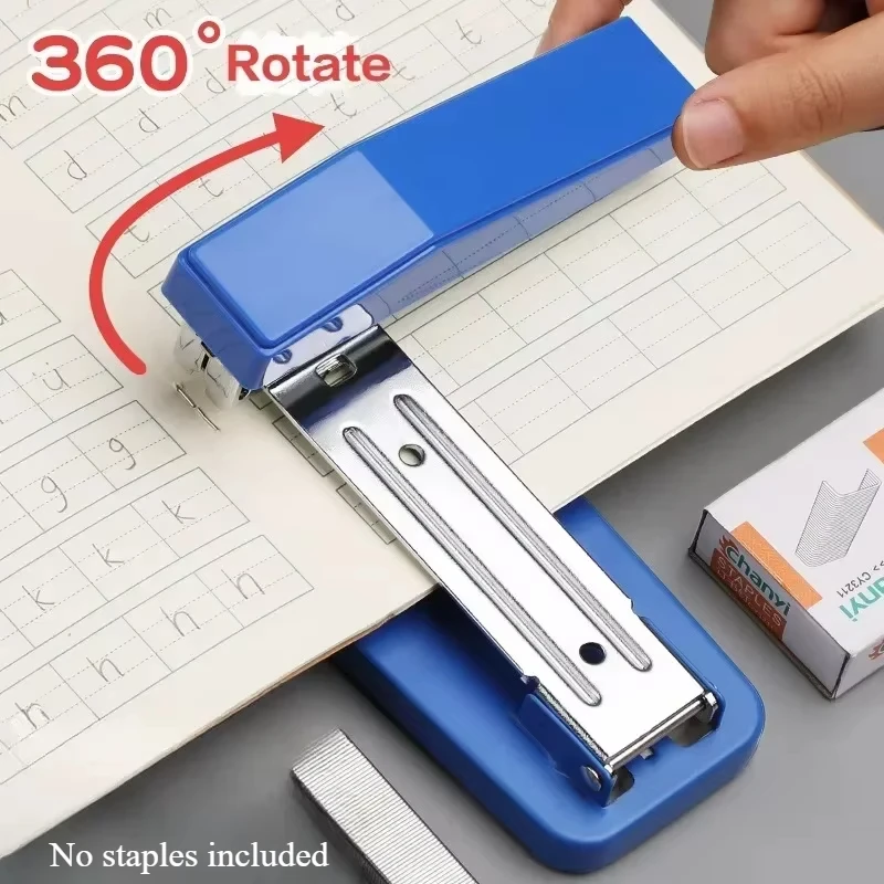 Rotatable Stapler 360 Metal Heavy Duty Standard Long Stapling Use Office Bookbinding Supplies Manual Binding