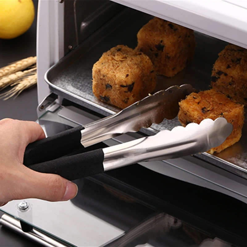 Stainless Steel Food Tongs Pastry Meat Barbecue Clip Anti-Scald Handle Clamp Home Kitchen Cooking Utensil food tongs