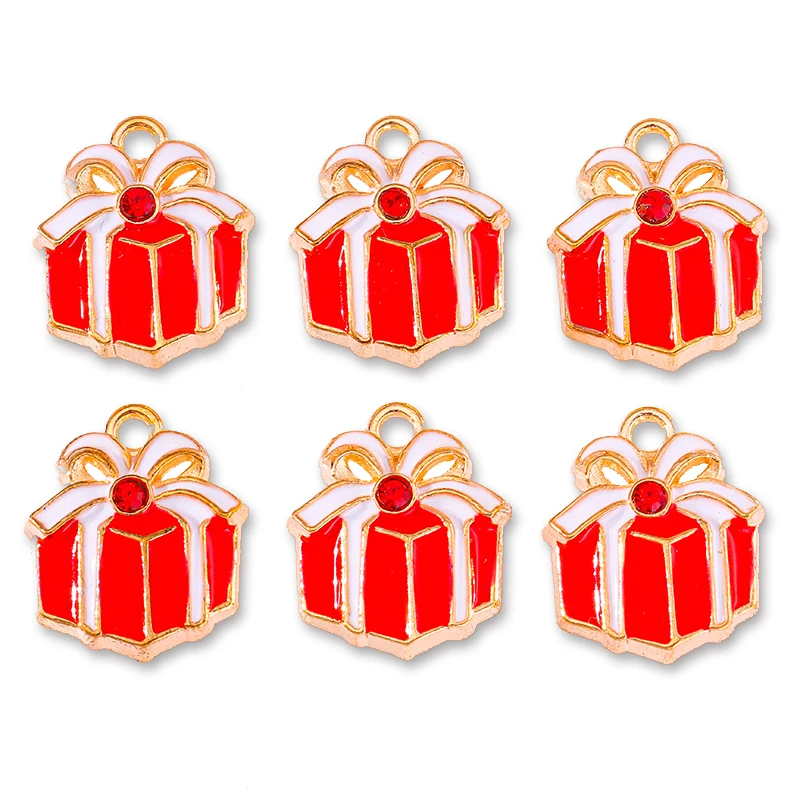 10 Stück bunte Weihnachtsmann-Weihnachtsbaum-Schneeflocke, Mini-Geschenk, Emaille-Anhänger, Charm für Schmuckherstellung, DIY-Armband, Ohrring, Ornament – Detail 7