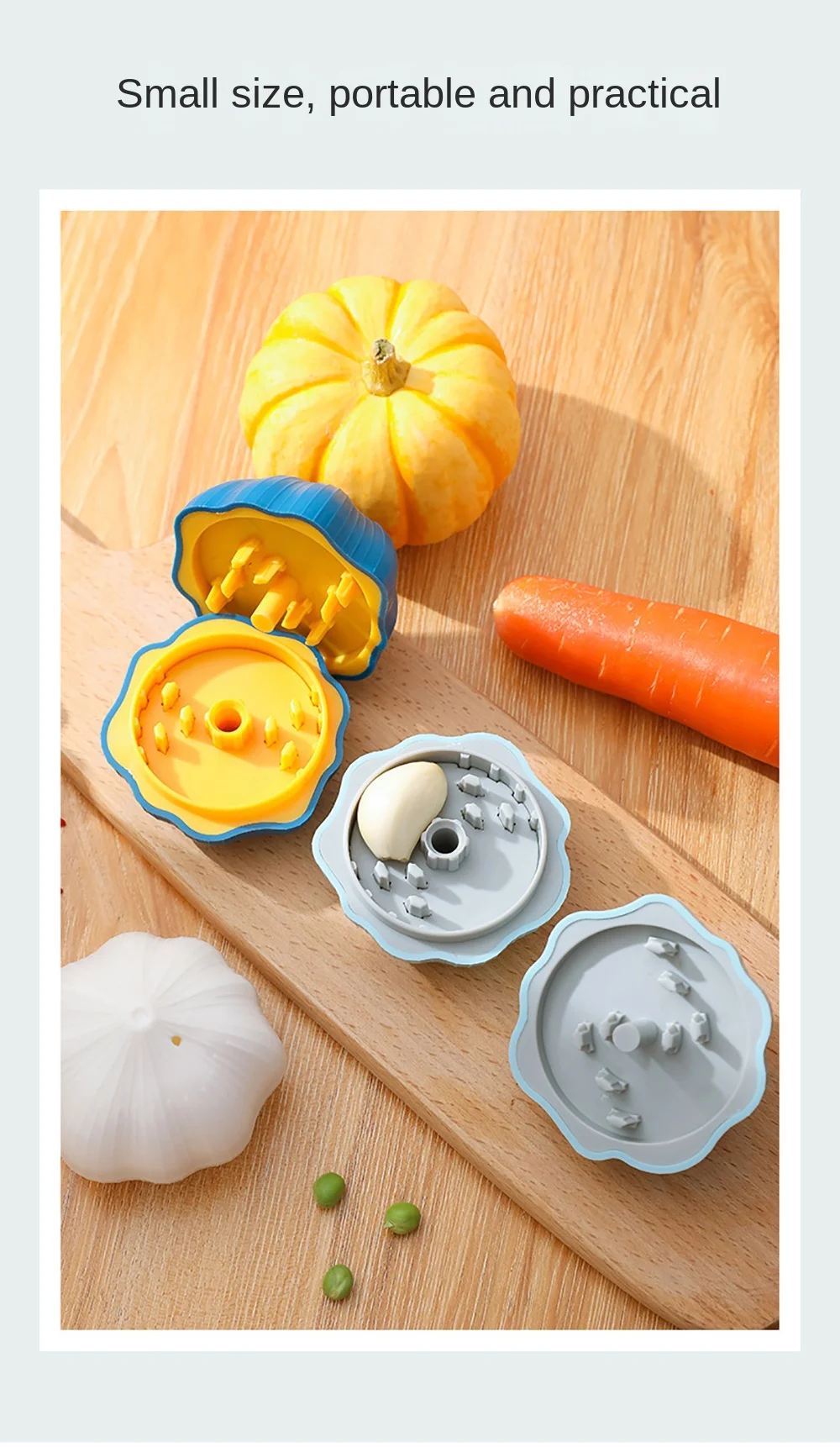 Description Picture 3 of itemMulticolor Garlic Sharpener Press Garlic shape Rotary Grinding Manual Garlic Press Removable Easy to Clean Chili Ginger Masher