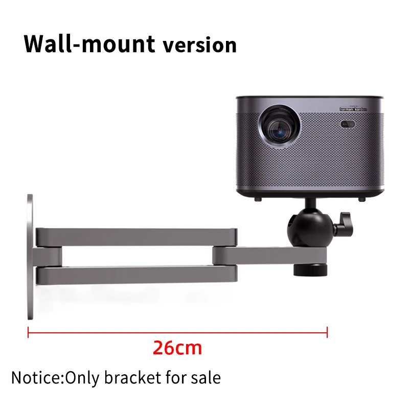 תושבת קיר למקרן מתכווננת במגוון זוויות עם תמיכה מתקפלת מתכתית למקרן
