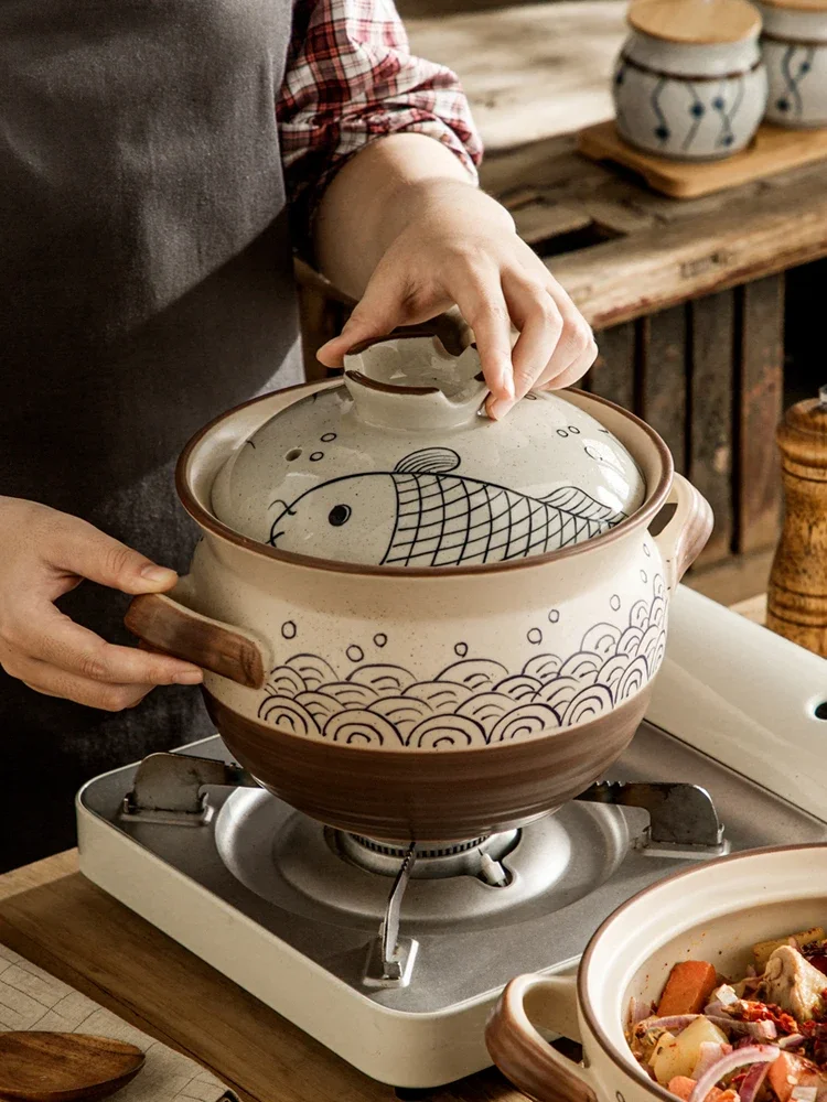 Chinese Clay Casserole Ceramic Pot For Gas Fire Cooking Soup