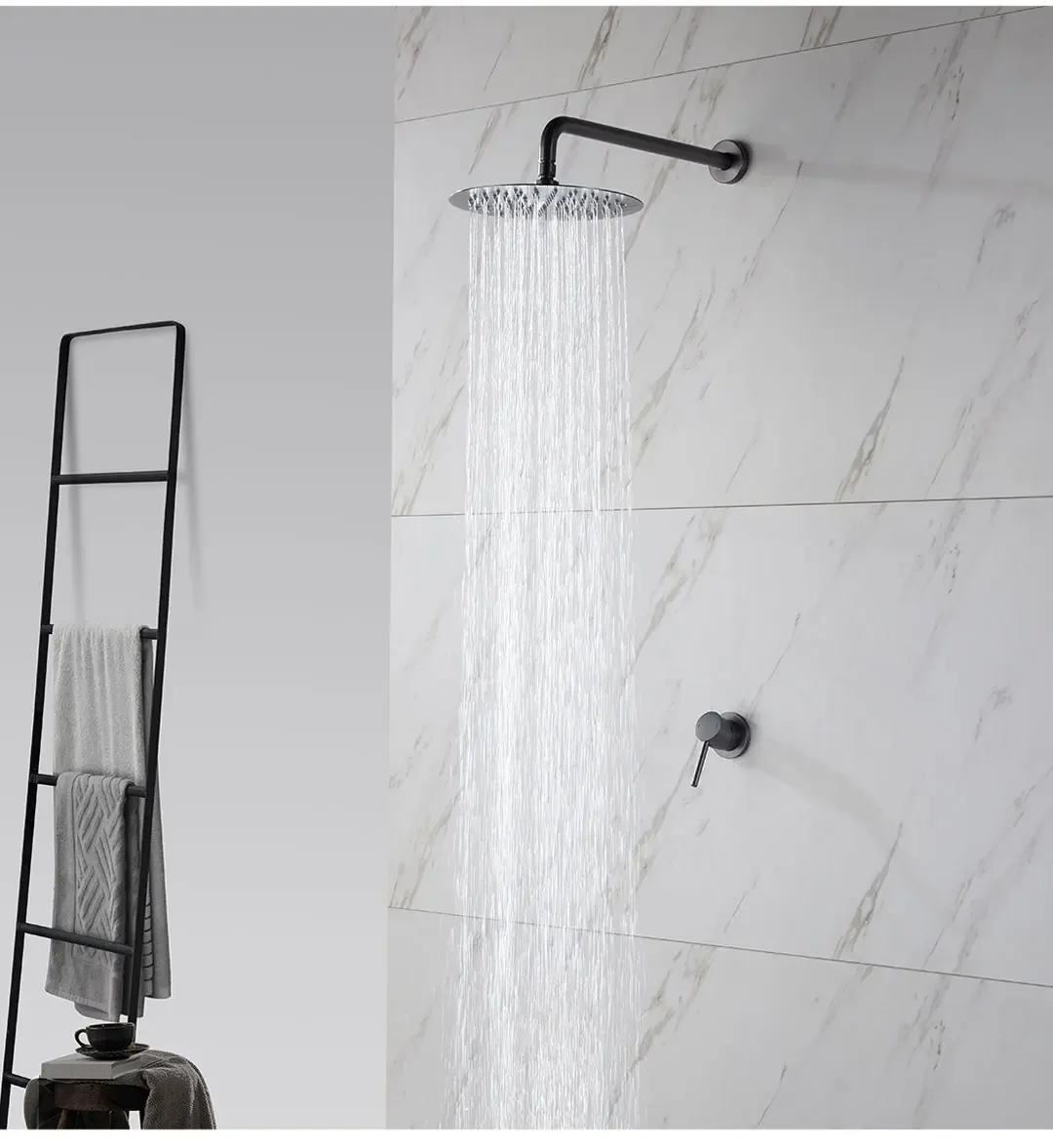 Description Picture 3 of itemGunmetal Grey Hot And Cold Shower System With Concealed Brass Diverter Valve Kit 1/2/3 Way Mixer Tap Handheld Head Bathtub Spout