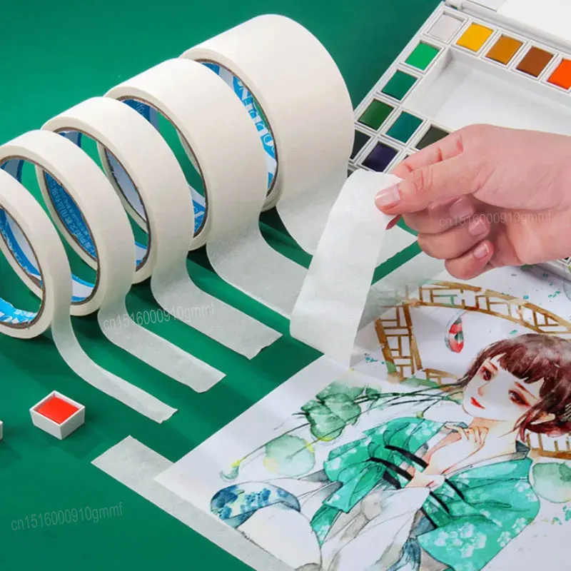 DELVTCH White Color Adhesive Masking Tape Bands Single Side Tearable Writable Office House Oil Painting Art Sketch Paper Sticker 5