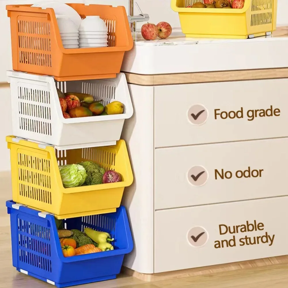 Kitchen Supplies Fruit Storage Basket Basket for Pantry Plastic BinsforOrganizingFood,Kitchen,BathroomEssentials，Spice Jar