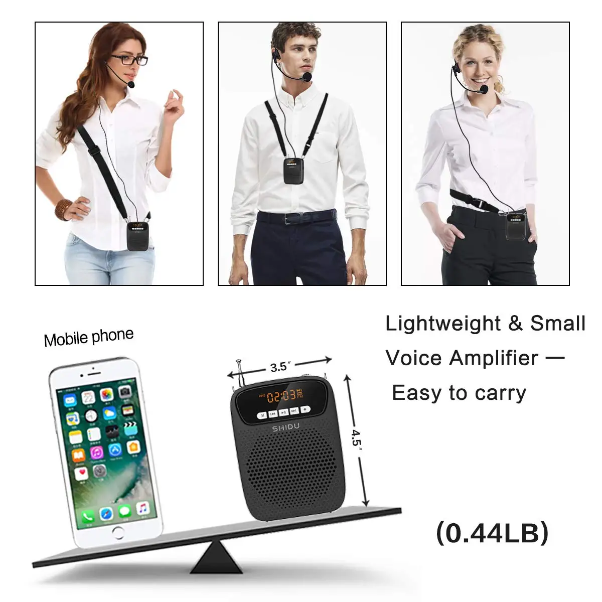 Voice Amplifier Wireless Voice Amplifier 15W S278 with Microphone Audio Recording FM Radio AUX Portable Bluetooth for Teachers Instructor