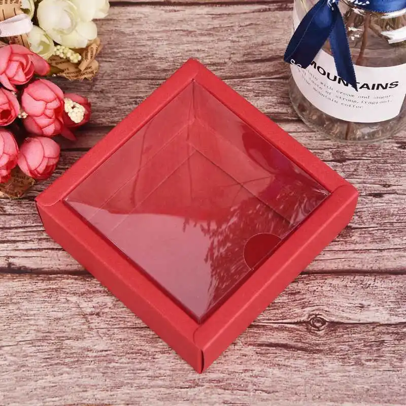 10Pcs Transparent Kraft Paper Gift Boxes with Clear Window, Multi-Size DIY Packaging fo... - SKU TPGB1014 - UGI Packaging