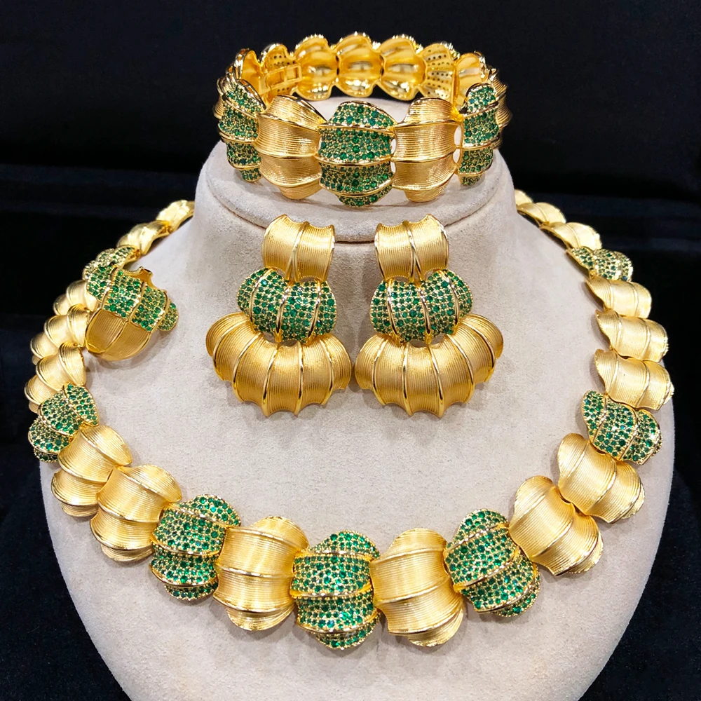 

GODKI 4PC BIG Maple leaf Luxury African Jewelry Set For Women Wedding Party Naija Bride Necklace Dubai Bridal Dress Jewelry Set