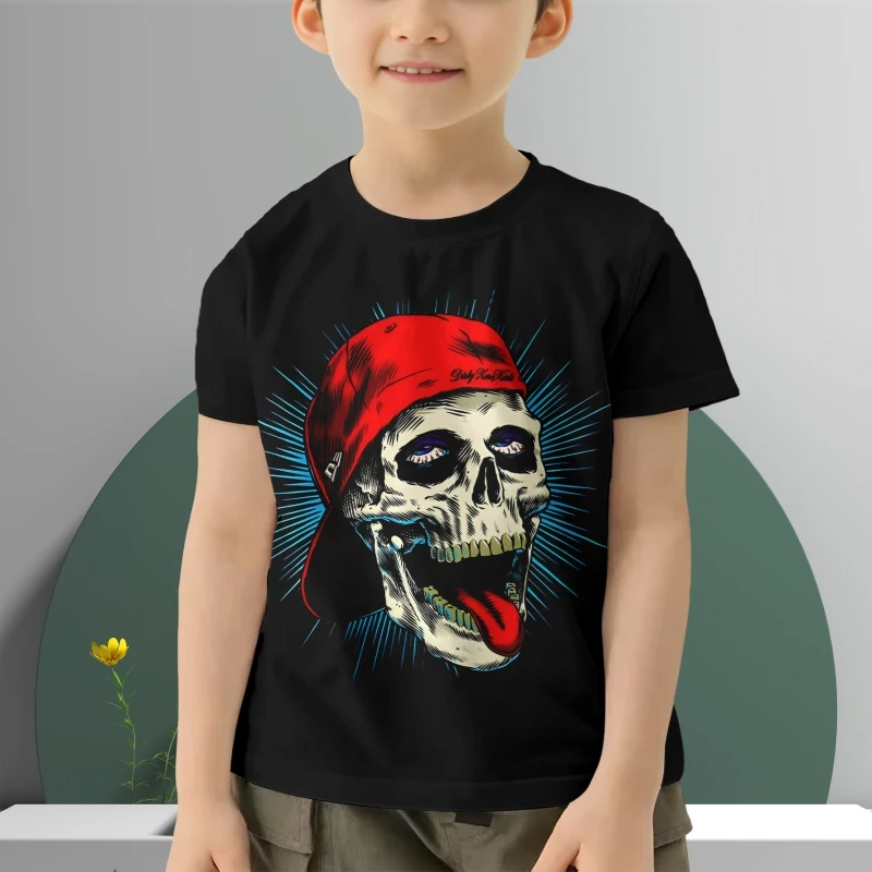 Kid Costume Zombies Skull Cartoon Print Kids T Shirt Summer Casual Funny Children Boys Clothes Baby Girls Short Sleeve T-Shirts