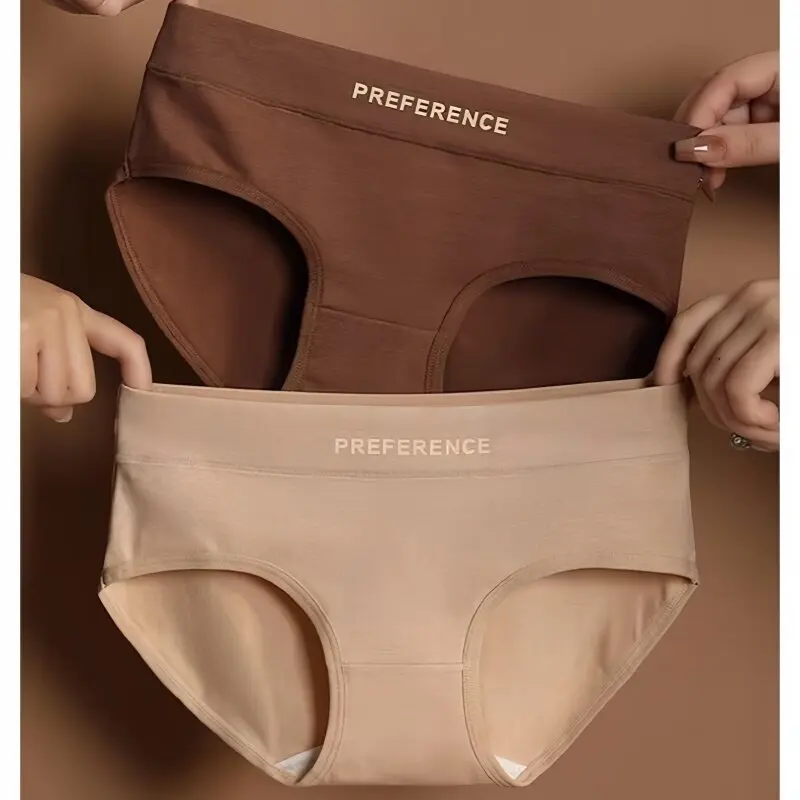 4Pcs/Set Cotton Panties Women Mid Waist Briefs Breathable Intimates Breathable Comfort Underwear M-2XL Soft Panties