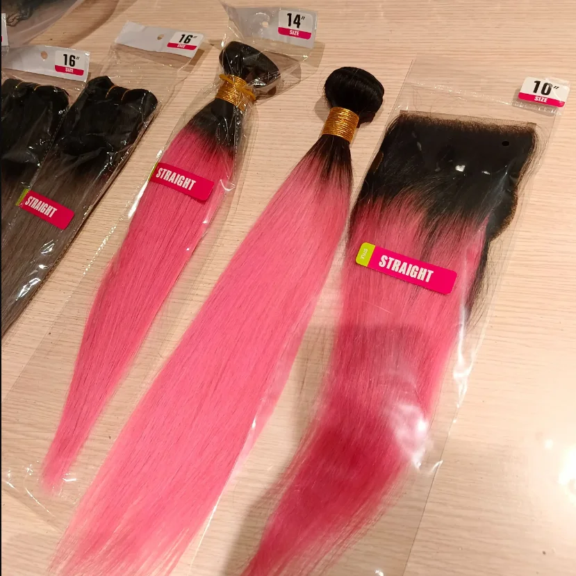 Straight Ombre Grey Pink Rose Golden Red Remy Human Hair Extension Ombre Hair Weave Bundles Bobbi Collection 1 Bundle