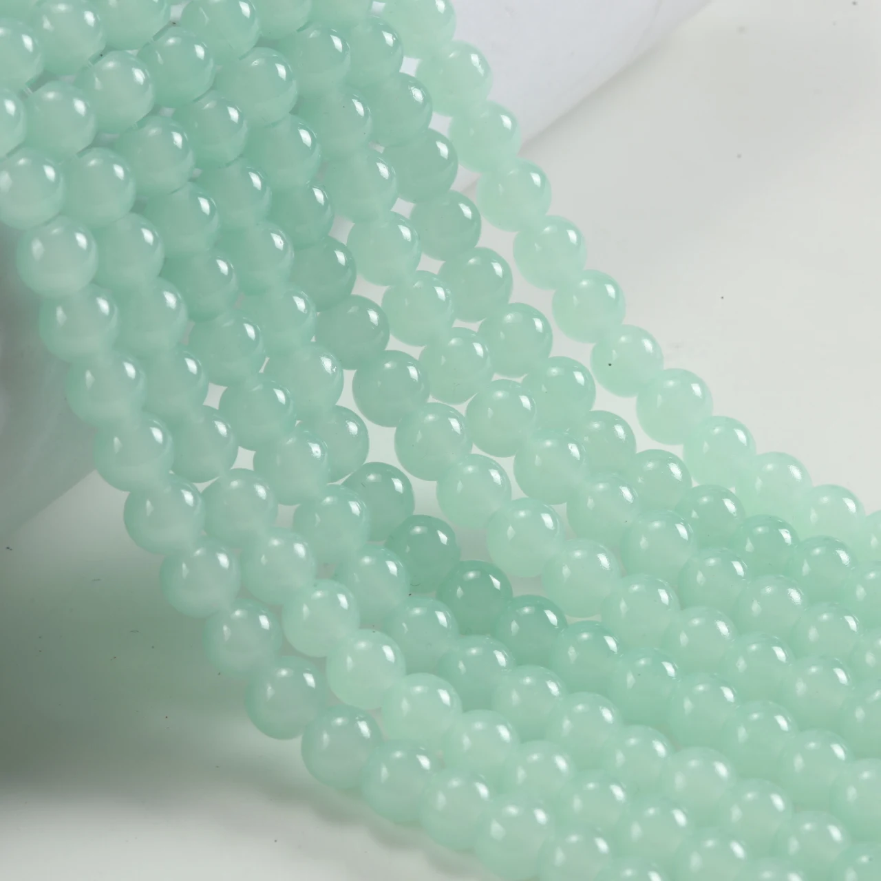 Sky Blue Round Glass Beads for Jewelry Making - 8mm Loose Beads for DIY Creations