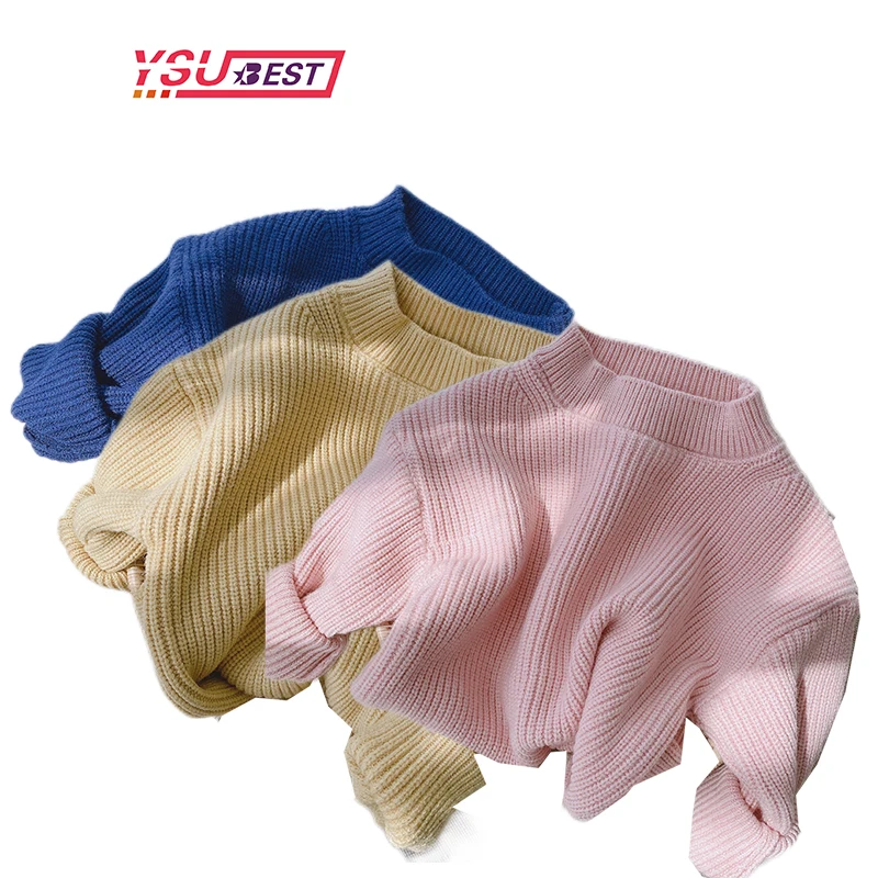 

Autumn 0-6 Year Children's Solid Sweater Girls Knitted Pullover Baby Cotton Sweater Children's Keep Warm Long Sleeve Sweaters