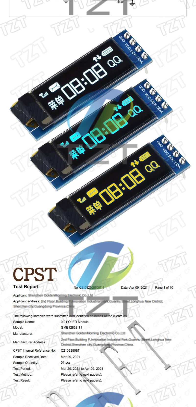 TZT 1/3/5PCS 0,91 Zoll OLED-Modul 0,91" weiß/blau OLED 128X32 OLED LCD LED-Anzeigemodul 0,91" IIC Communicate für Arduino – Detail 2