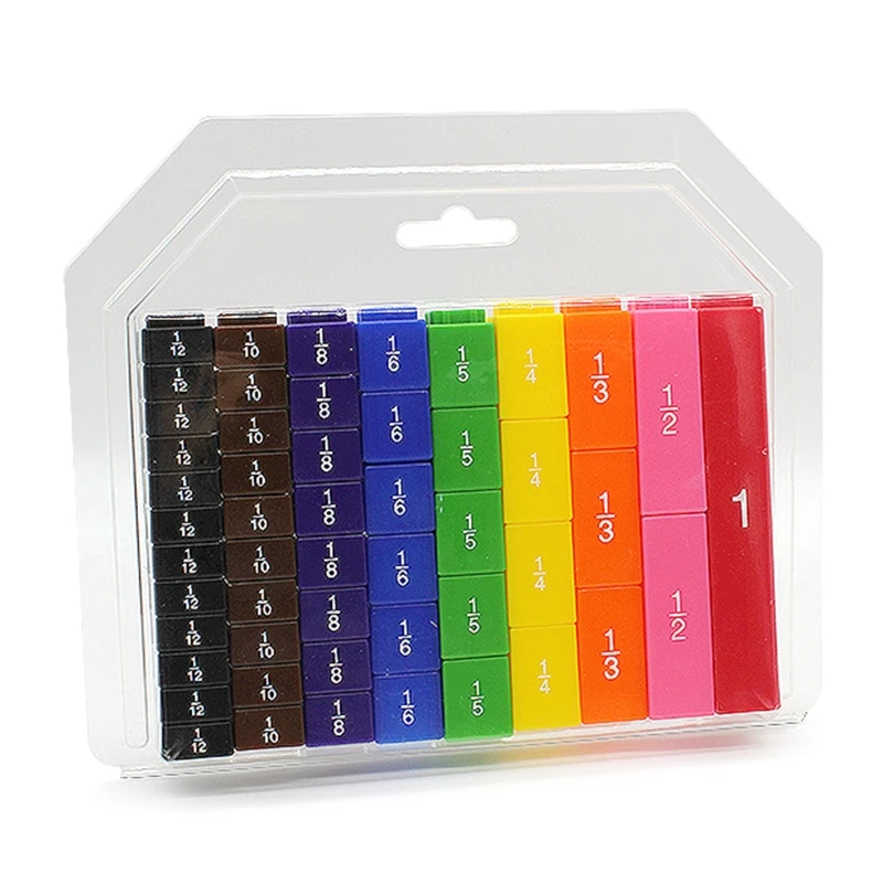 8.7x7.5x2" Math Fraction Tiles Primary School Kids Early Educational Study Toy Brain Training Necessary Math Tool