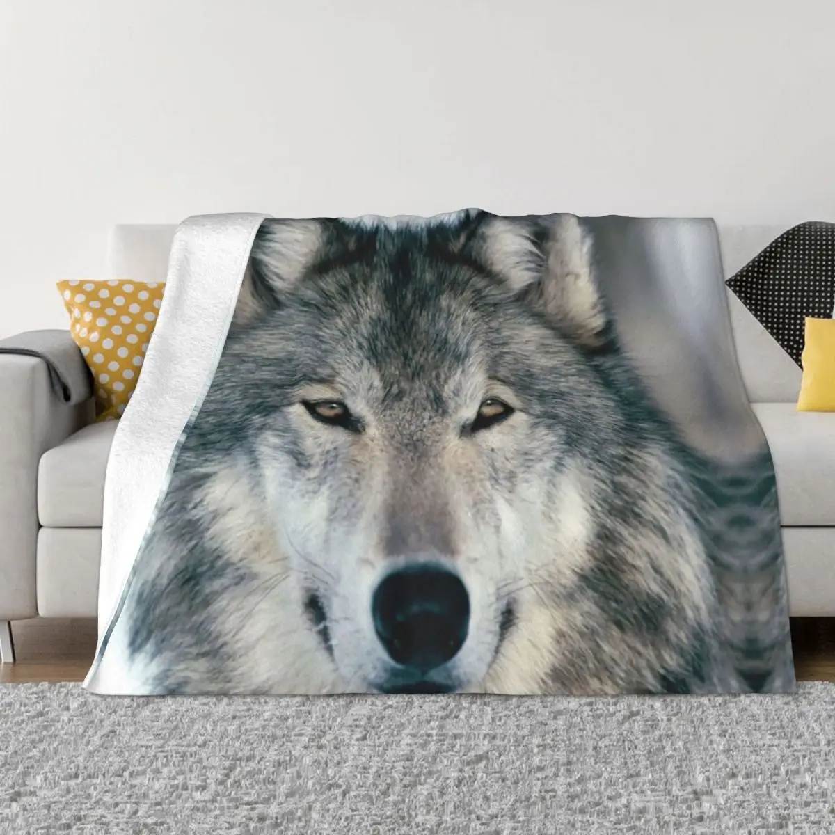 

Funny Wolf Blanket Flannel Spring Autumn Warm Throws For Winter Bedding