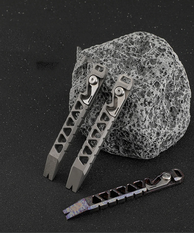 EDC Titan Legierung Brecheisen Tragbare Flasche Opener Sicherheit Gürtel Cutter Outdoor Camping Ausrüstung Multifunktions Werkzeuge – Detail 2