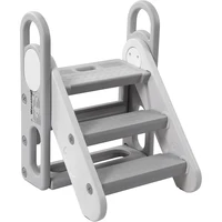 Foldable Toddler Step Stool for Bathroom Sink, Adjustable 3 Steps Ladder for Toddlers with Handles, Folding Nursery Step Stool 2