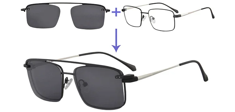 SHINU Gläser Mit Clip Brillen Männer Myopie Progressive Brillen Clip Auf Sonnenbrille Polarisierte Clip Angepasst – Detail 4