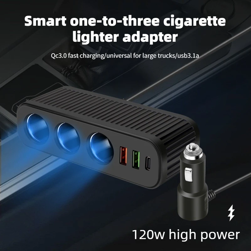 120W 자동차 시가 라이터 USB 충전기 PD 빠른 충전 전원 어댑터 휴대 전..