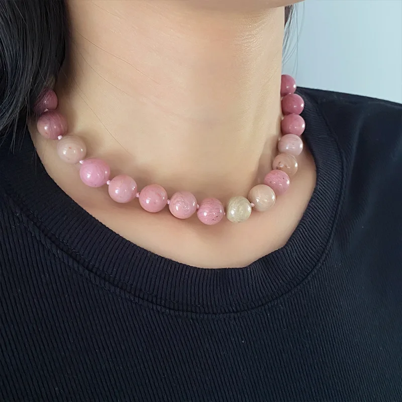 Instagram Blogger's Unique Agate Handcrafted Knotted Necklace, Retro Niche Collarbone Chain, Natural Stone Beads Strand Chain